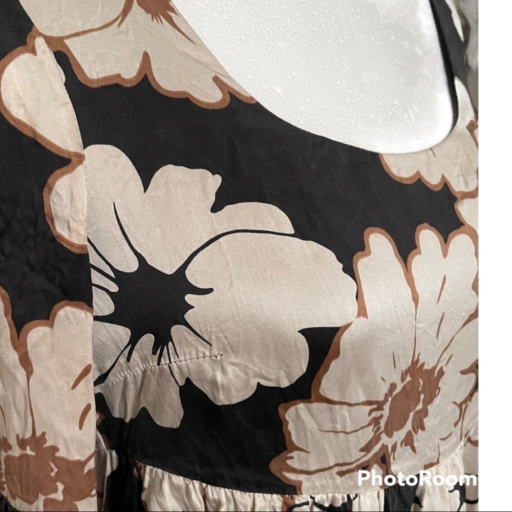 Aqua floral 100% Silk Dress S - Picture 4 of 5